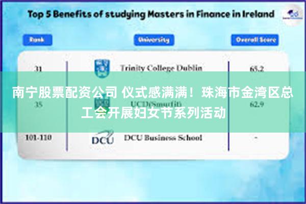 南宁股票配资公司 仪式感满满！珠海市金湾区总工会开展妇女节系列活动