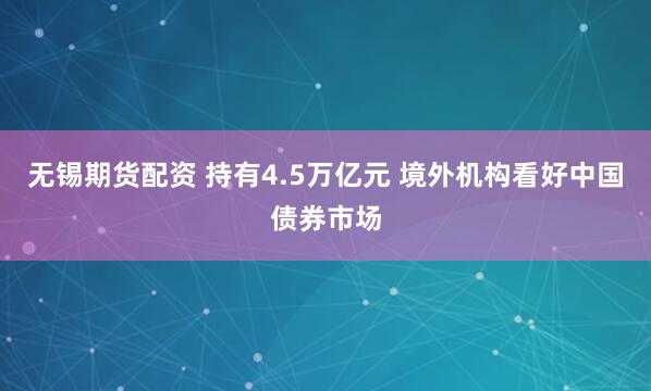 无锡期货配资 持有4.5万亿元 境外机构看好中国债券市场