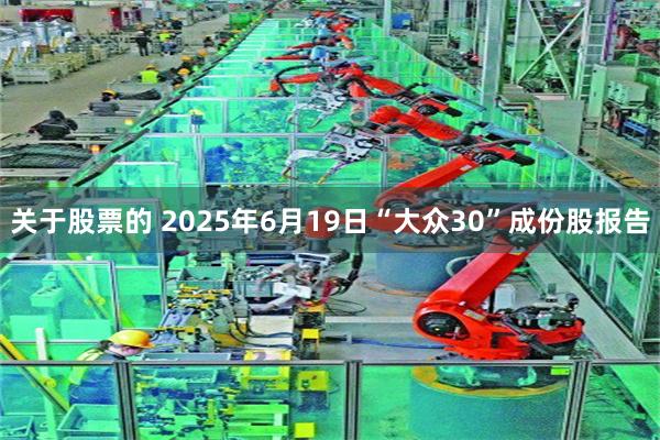 关于股票的 2025年6月19日“大众30”成份股报告