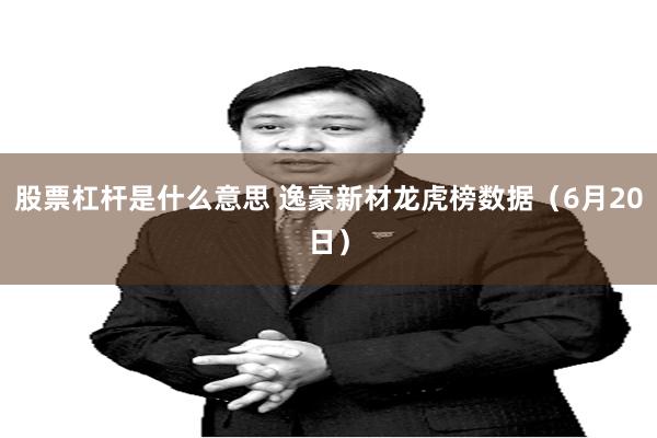 股票杠杆是什么意思 逸豪新材龙虎榜数据（6月20日）