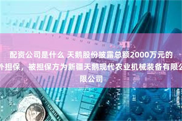 配资公司是什么 天鹅股份披露总额2000万元的对外担保，被担保方为新疆天鹅现代农业机械装备有限公司
