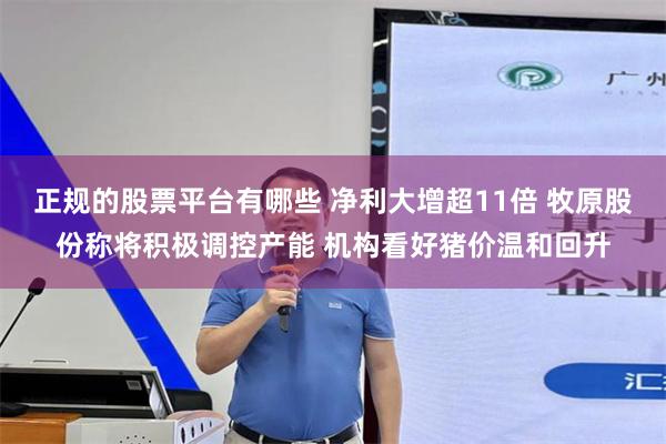 正规的股票平台有哪些 净利大增超11倍 牧原股份称将积极调控产能 机构看好猪价温和回升
