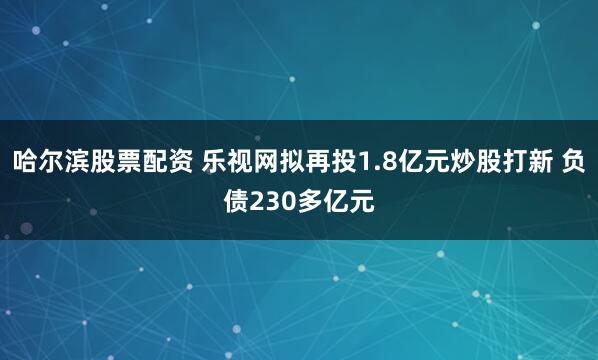 哈尔滨股票配资 乐视网拟再投1.8亿元炒股打新 负债230多亿元